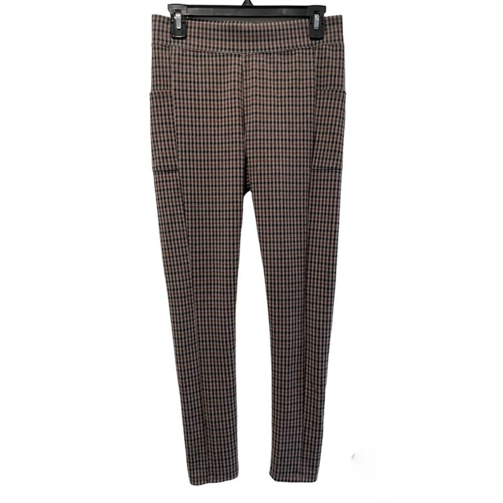 Loft Slim‎ Fit 2 Pocket Ponte Knit Leggings Black Red Gray Plaid Size Small NWOT